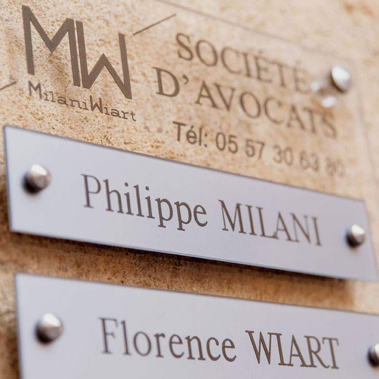 plaque of the law firm Milani Wiart