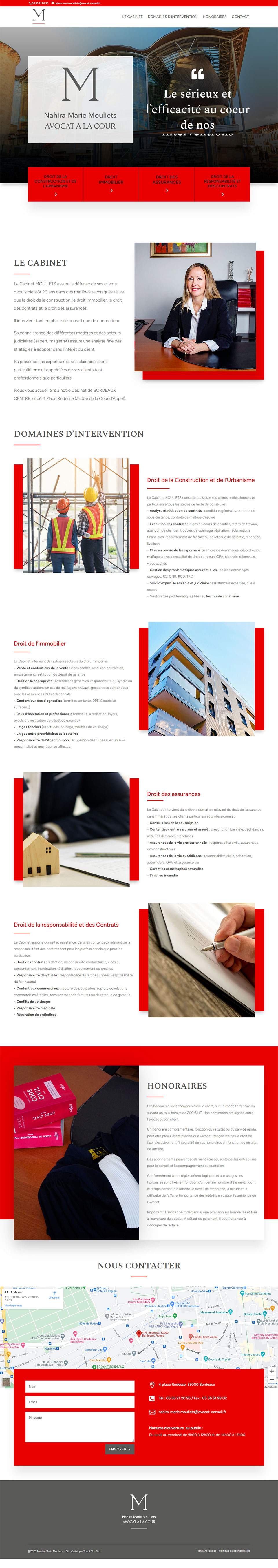 Page d'accueil du site du cabinet d'avocat Nahira Mouliets